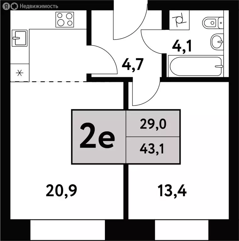 2-комнатная квартира: Москва, Фестивальная улица, 15к6 (43.1 м) - Фото 0