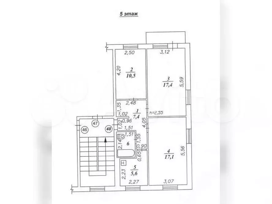Аукцион: 3-к. квартира, 61,2 м, 5/5 эт. - Фото 0