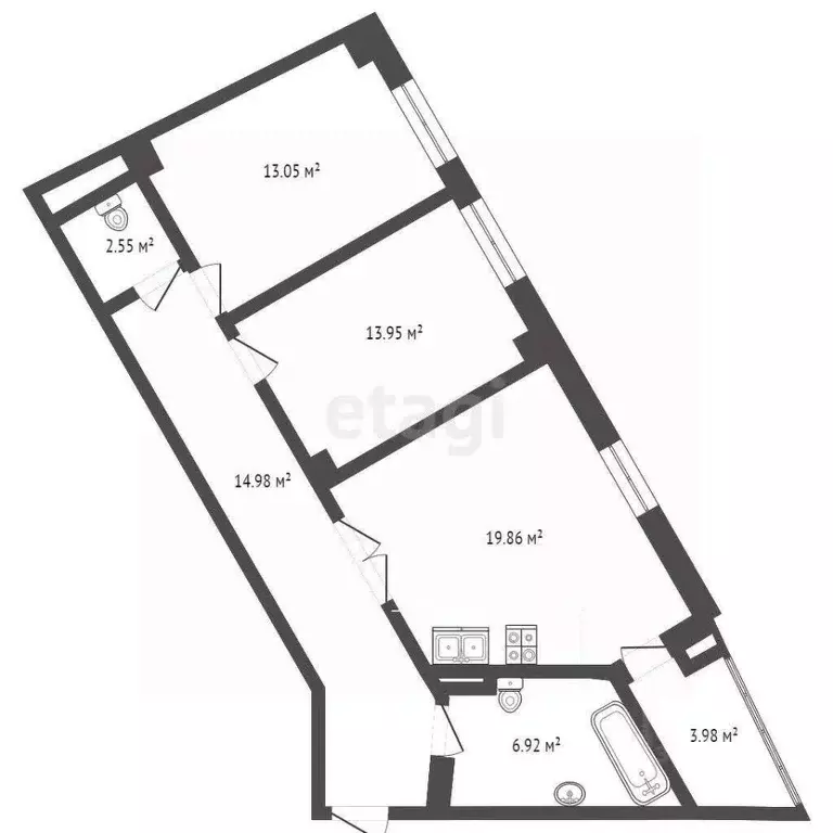 2-к кв. Ростовская область, Батайск ул. Луначарского, 177 (74.0 м) - Фото 1