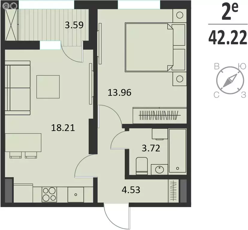 1-комнатная квартира: Курск, Хуторская улица, 33 (42.22 м) - Фото 1