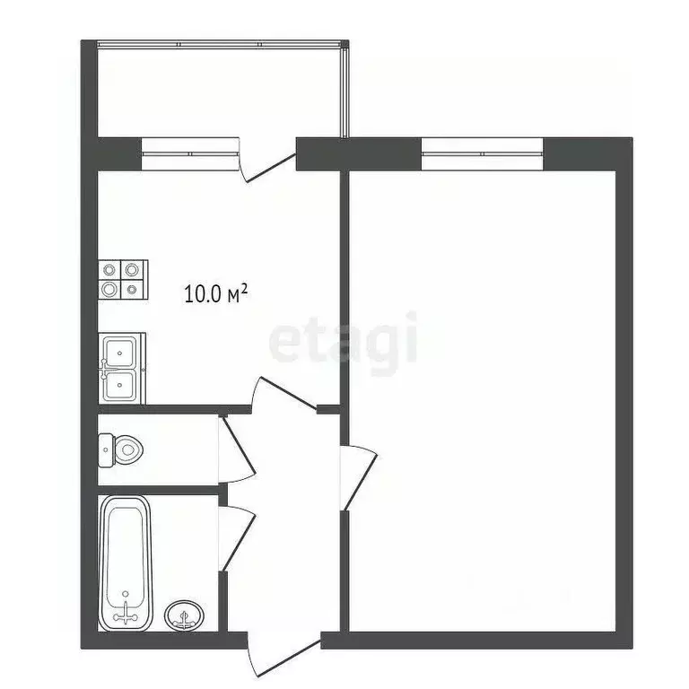 1-к кв. Ханты-Мансийский АО, Лангепас Комсомольская ул., 3 (37.4 м) - Фото 2