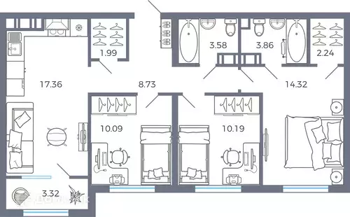 Продаётся 3-к квартира, 76.2 м - Фото 0