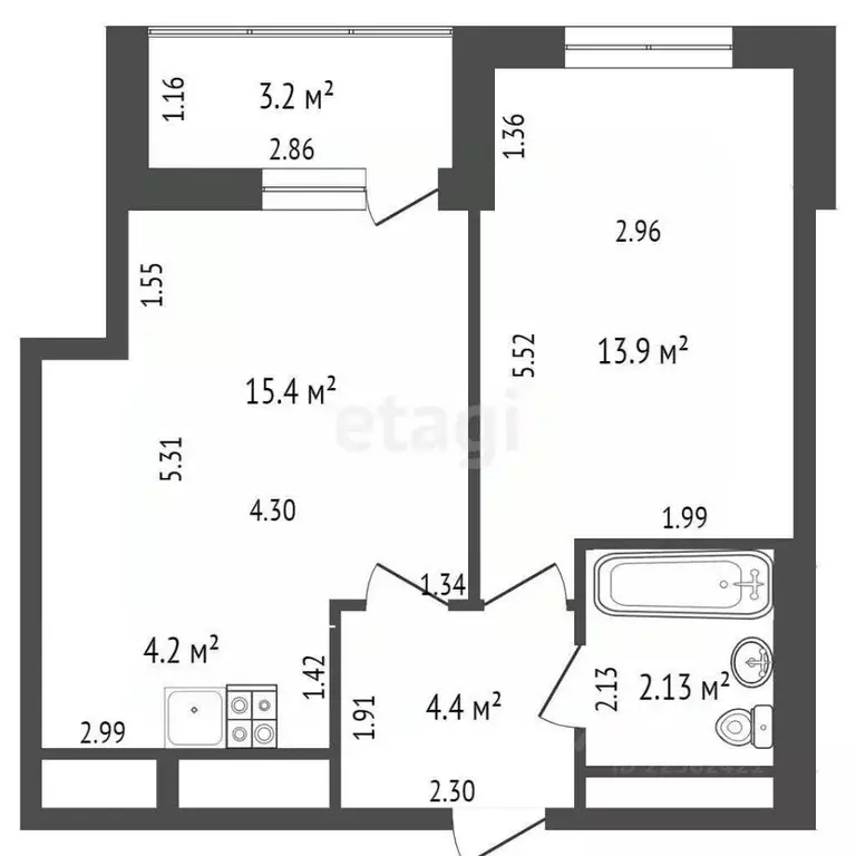 2-к кв. Удмуртия, Ижевск ул. Архитектора П.П. Берша, 15 (56.0 м) - Фото 1