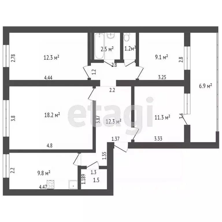 4-к кв. Башкортостан, Стерлитамак ул. Кочетова, 34 (79.4 м) - Фото 2