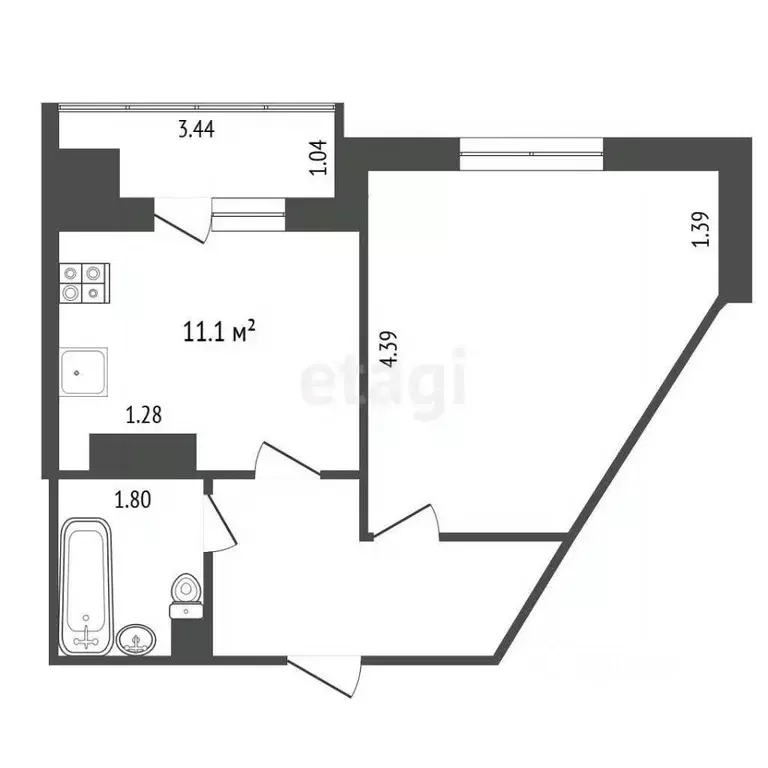 1-к кв. Калужская область, Калуга ул. Фомушина, 33 (40.0 м) - Фото 2
