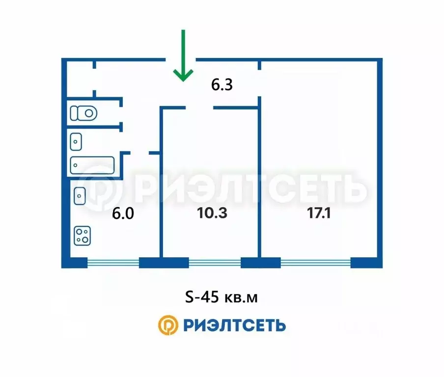 2-к кв. Мурманская область, Мурманск ул. Полярные Зори, 6 (45.0 м) - Фото 0