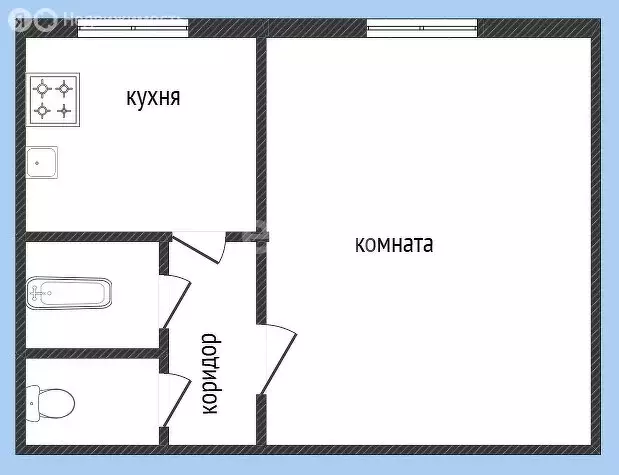 1-комнатная квартира: Курган, улица Космонавтов, 2 (34.5 м) - Фото 1