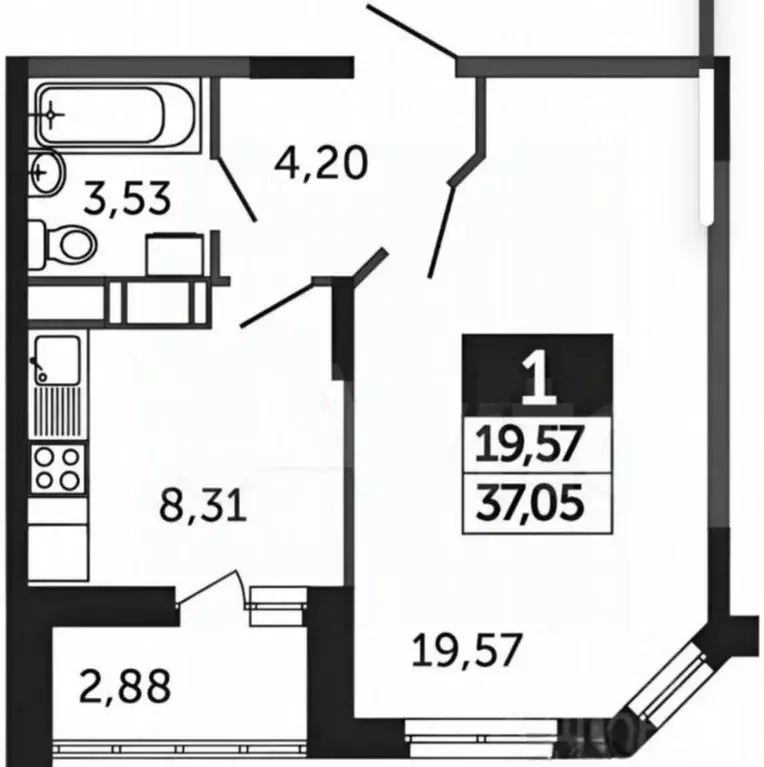 1-к кв. Московская область, Раменское Северное ш., 38 (36.2 м) - Фото 2