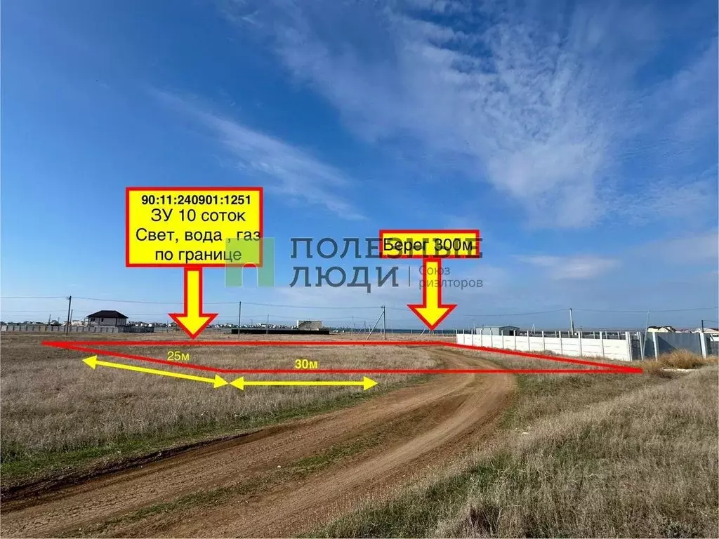 Участок в Крым, Евпатория городской округ, Мирный пгт  (10.0 сот.) - Фото 1