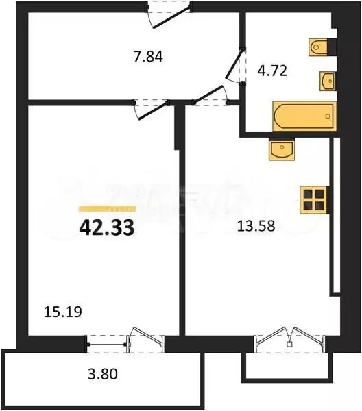 2-к. квартира, 69,6 м, 1/7 эт. - Фото 0