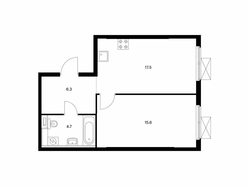 1-комнатная квартира: Ильинское-Усово, ЖК Ильинские Луга (44.1 м) - Фото 0