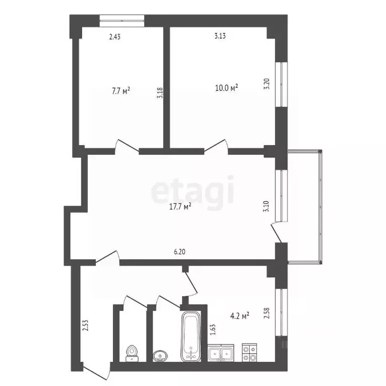 3-к кв. Калужская область, Калуга ул. Болдина, 19 (49.8 м) - Фото 0