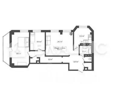 3-к кв. Новосибирская область, Новосибирск ул. Некрасова, 35 (90.4 м) - Фото 1