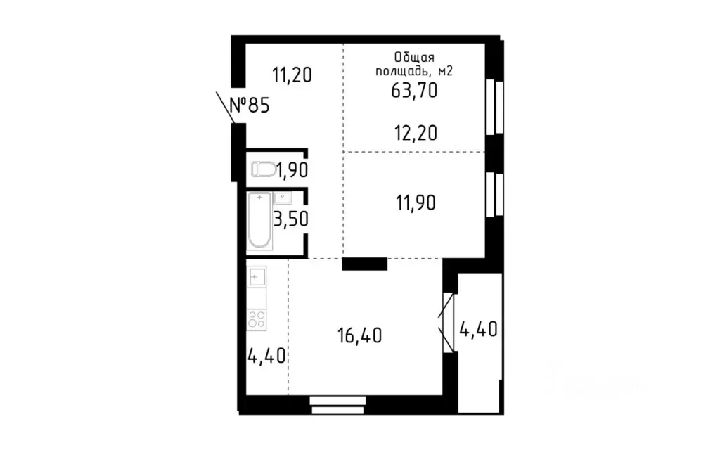 3-к кв. Алтайский край, Барнаул ул. Никитина, 12 (63.7 м) - Фото 0