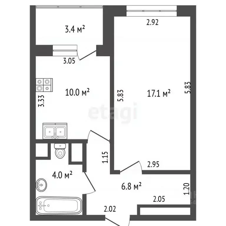 1-к кв. Москва Илимская ул., 1Вк1 (41.4 м) - Фото 2