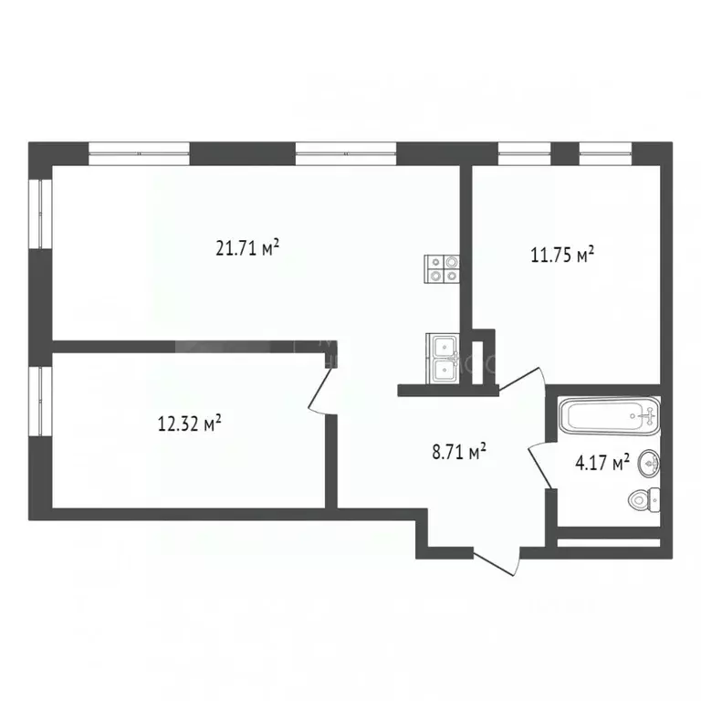 2-к кв. Тюменская область, Тюмень ул. Газовиков, 73к1 (59.0 м) - Фото 1