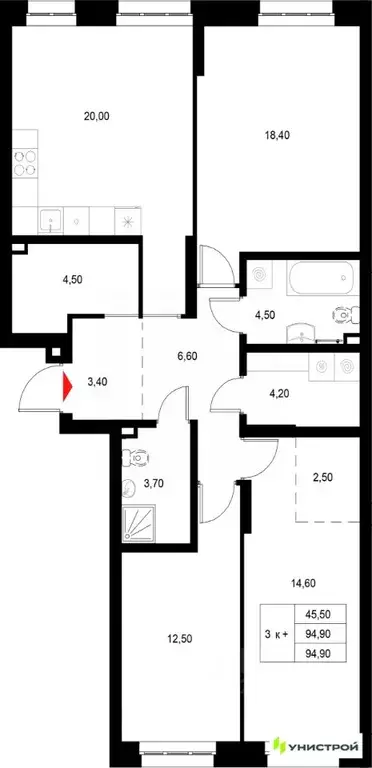3-к кв. Татарстан, Казань Техническая ул. (94.9 м) - Фото 1
