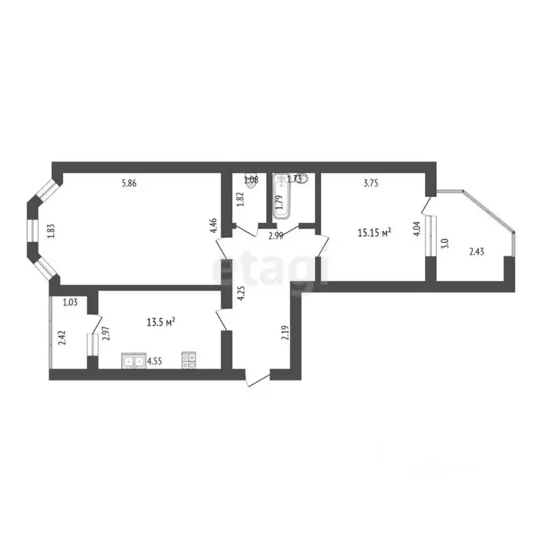 2-к кв. Тюменская область, Тобольск 7А мкр, 27 (72.9 м) - Фото 1
