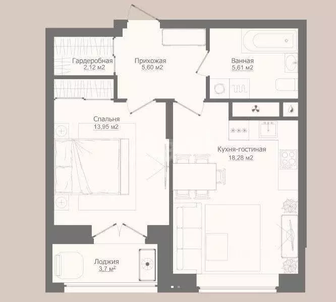 2-к кв. Тульская область, Тула ул. Болдина, 101 (46.0 м) - Фото 2