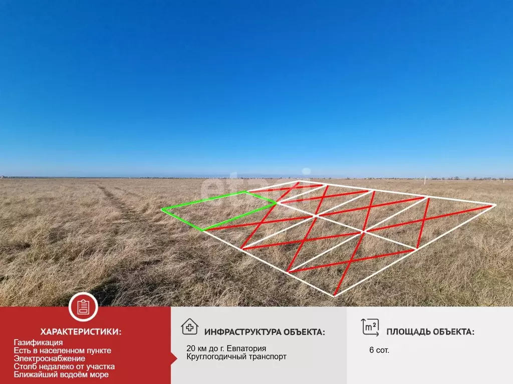Участок в Крым, Сакский район, Молочненское с/пос, с. Витино  (6.14 ... - Фото 1