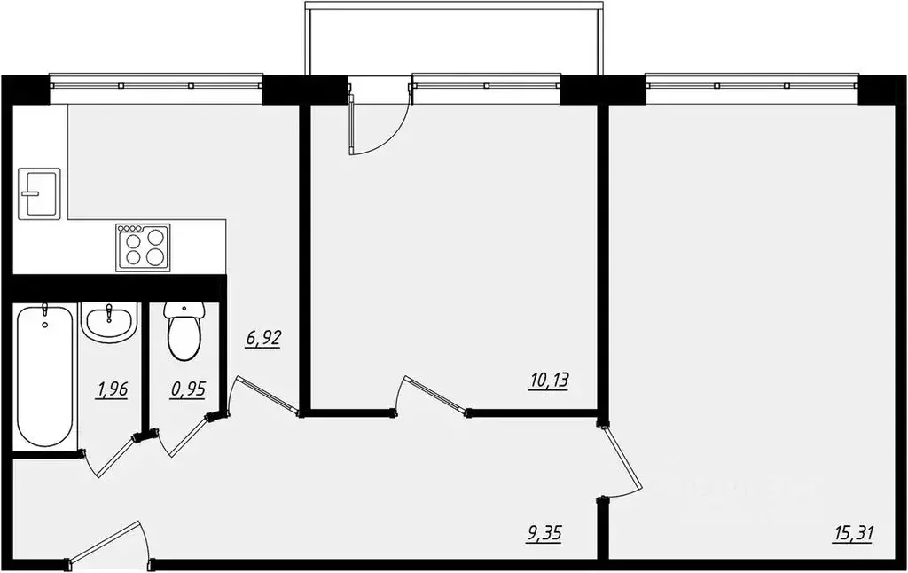 2-к кв. Санкт-Петербург Софийская ул., 32К1 (44.7 м) - Фото 1