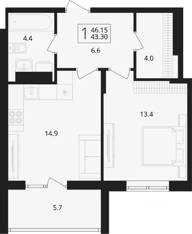 1-к кв. Брянская область, Брянский район, Снежское с/пос, пос. Путевка ... - Фото 1