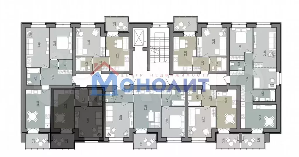 1-к. квартира, 38,8 м, 5/9 эт. - Фото 1