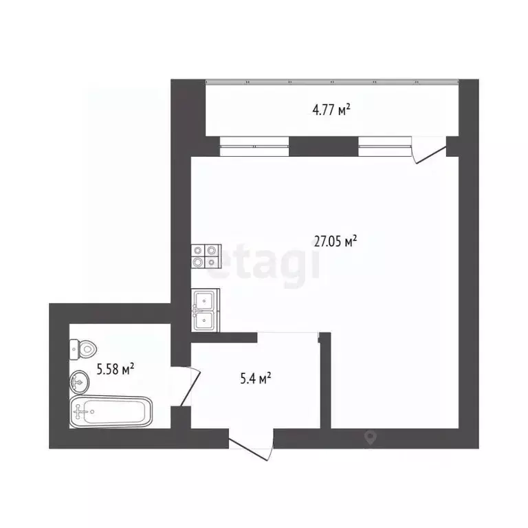 Студия Самарская область, Самара просека 5-я, 129 (42.8 м) - Фото 2