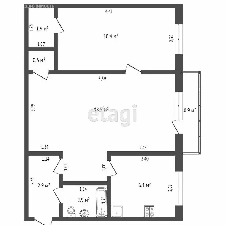 2-комнатная квартира: Тверь, улица Горького, 186 (44 м) - Фото 0