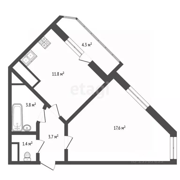 1-к кв. Санкт-Петербург ул. Белышева, 5/6 (38.5 м) - Фото 1