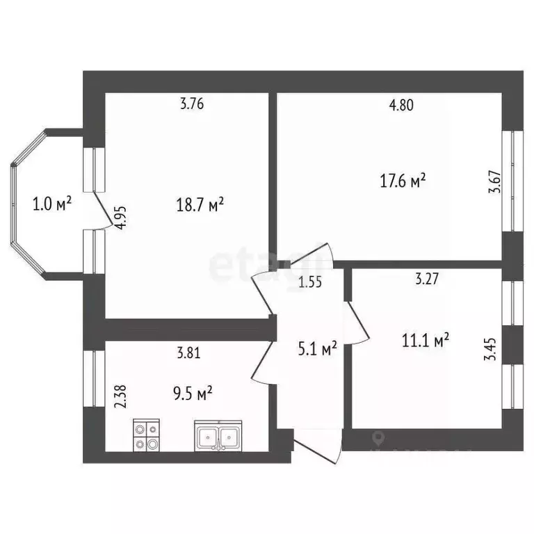 3-к кв. Ростовская область, Батайск Книжный пер., 8 (62.0 м) - Фото 2