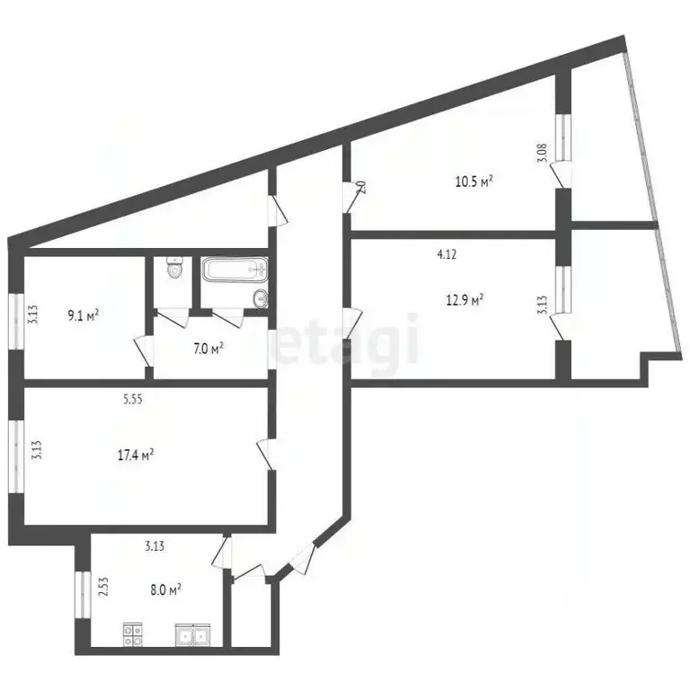 4-к кв. Тюменская область, Тюмень Заречный проезд, 10 (87.5 м) - Фото 2