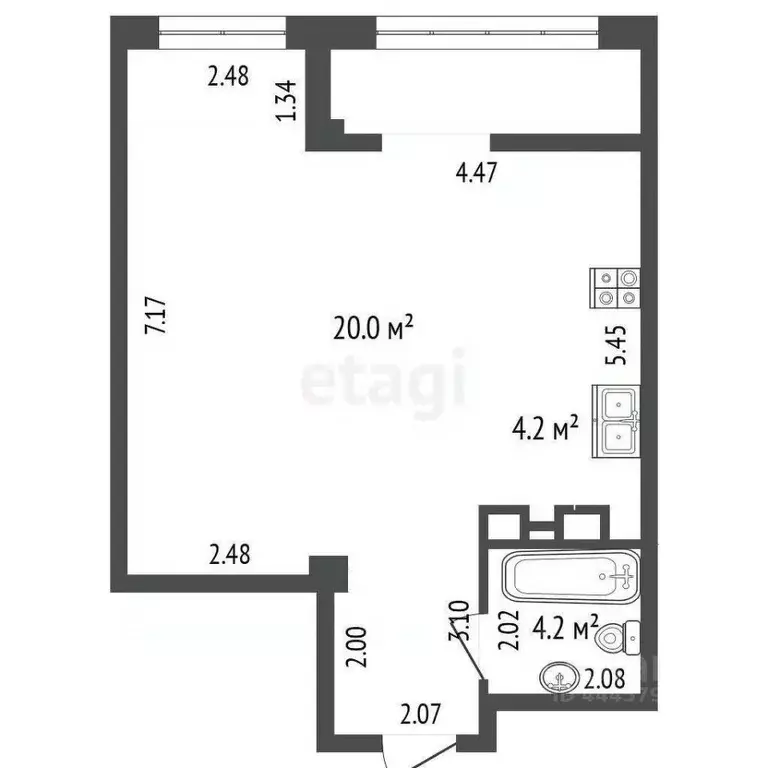1-к кв. Челябинская область, Челябинск ул. Энгельса, 4 (50.9 м) - Фото 1