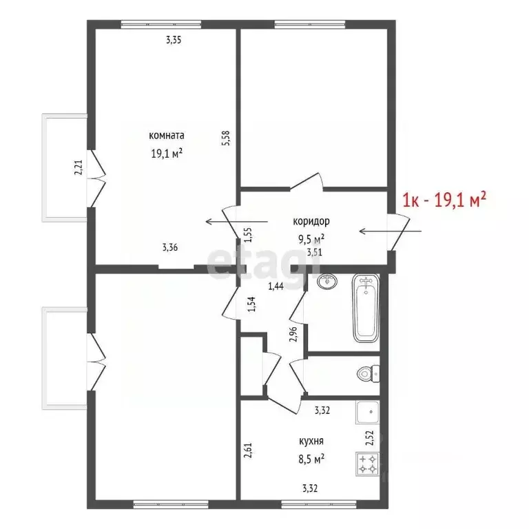 Комната Свердловская область, Екатеринбург ул. Испытателей, 10 (19.1 ... - Фото 2