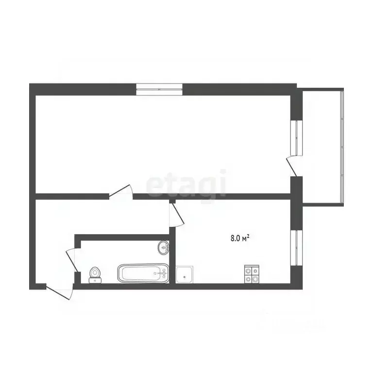 1-к кв. Тюменская область, Тюмень ул. Мельникайте, 86 (30.5 м) - Фото 2