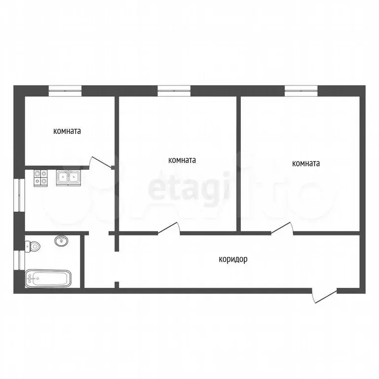 3-к. квартира, 65,5 м, 1/2 эт. - Фото 0