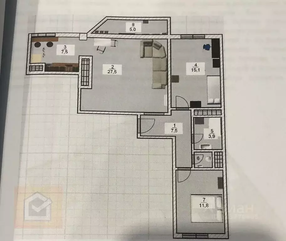 3-к кв. Крым, Симферополь ул. Железнодорожная, 1Г (74.6 м) - Фото 1