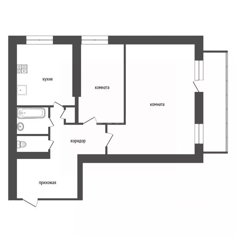 2-к кв. Воронежская область, Воронеж ул. Героев Сибиряков, 101 (53.0 ... - Фото 2