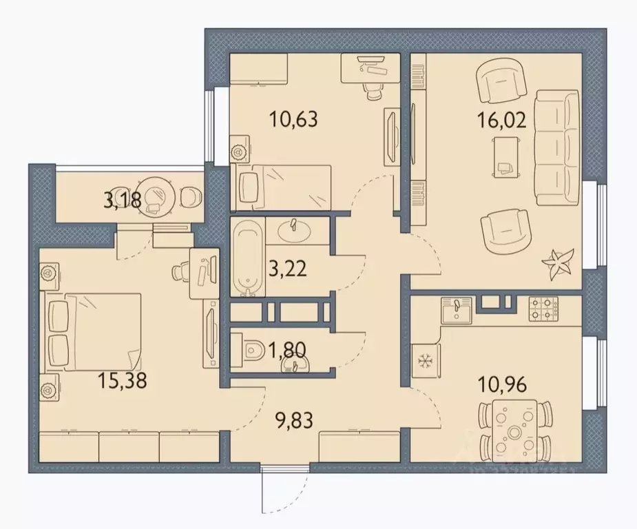 3-к кв. Брянская область, Брянск просп. Станке Димитрова, 67к7 (68.1 ... - Фото 1