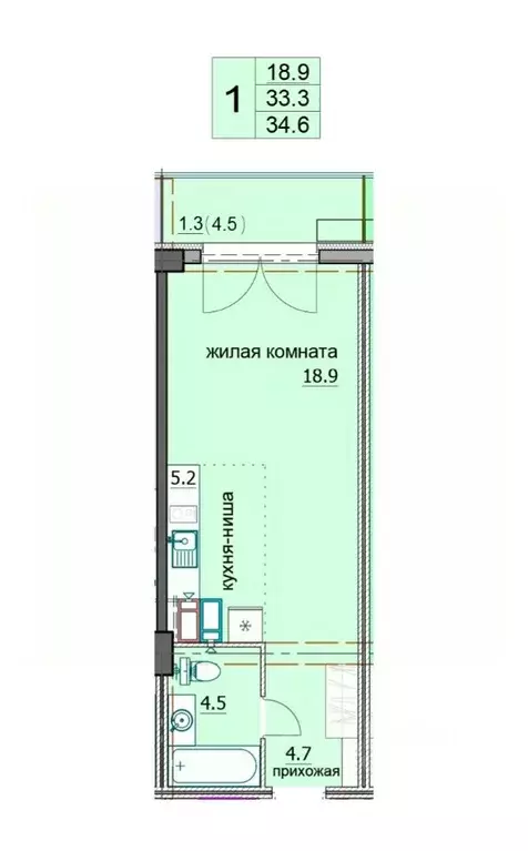 1-к кв. Пензенская область, Пенза Побочинская ул., с13 (35.2 м) - Фото 0