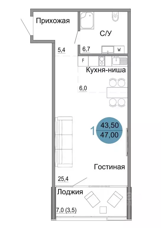 1-к кв. Крым, Керчь Белый город жилой комплекс (47.0 м) - Фото 0