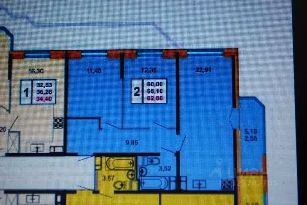 2-к кв. Краснодарский край, Анапа Анапское ш., 32к5 (63.0 м) - Фото 2