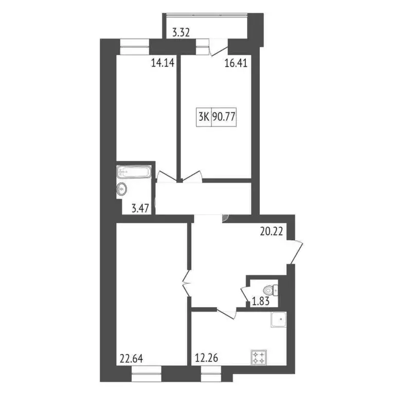 Продаётся 3-к квартира, 91.77 м - Фото 0
