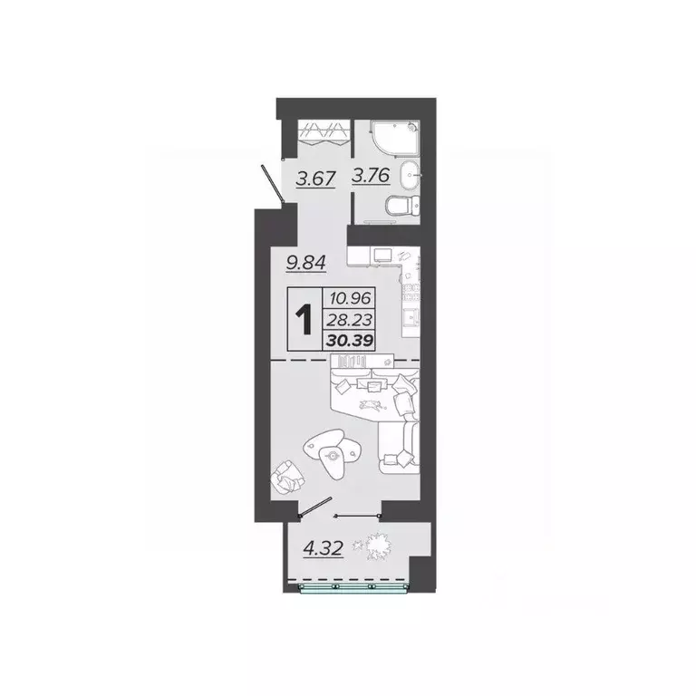 1-к кв. Брянская область, Брянск Архитектор жилой комплекс (30.39 м) - Фото 1