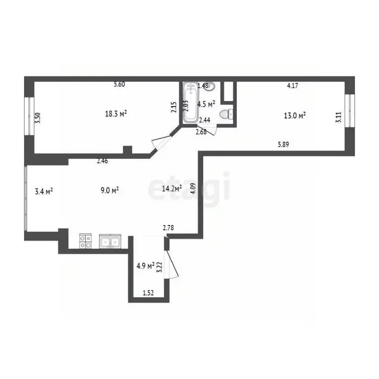 2-к кв. Московская область, Котельники проезд 2-й Покровский, 2 (68.0 ... - Фото 2