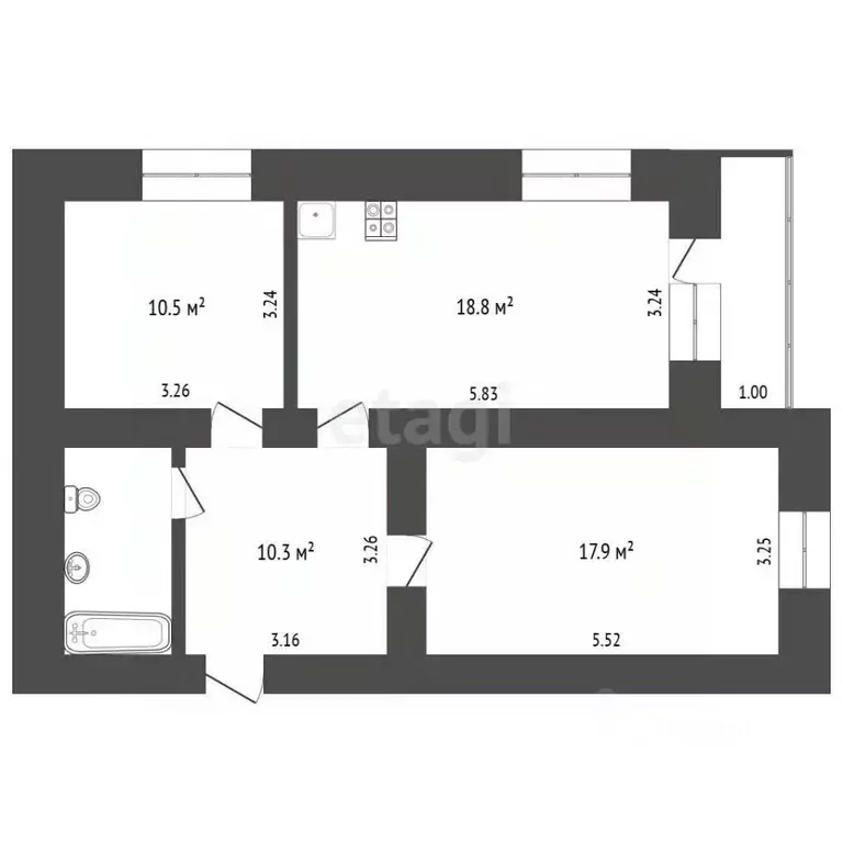 3-к кв. Самарская область, Самара ул. Мяги, 24А (70.0 м) - Фото 1