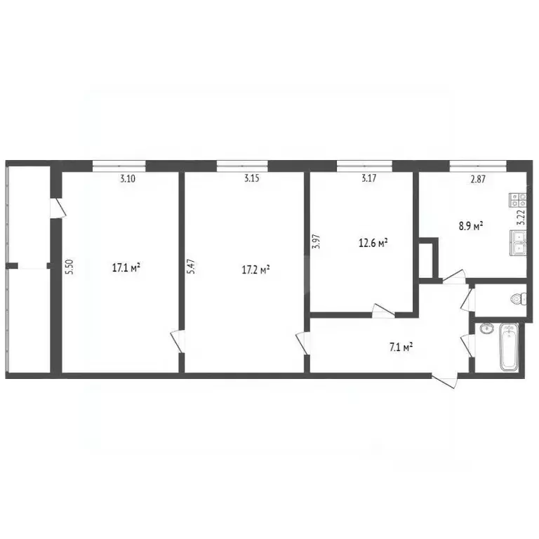 3-к кв. Ямало-Ненецкий АО, Новый Уренгой Молодежная ул., 13 (68.5 м) - Фото 1