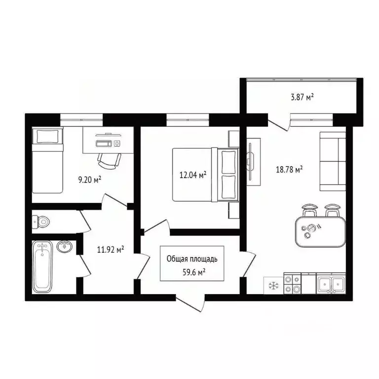 3-к кв. Новосибирская область, Новосибирск ул. Титова, 254 (59.6 м) - Фото 2