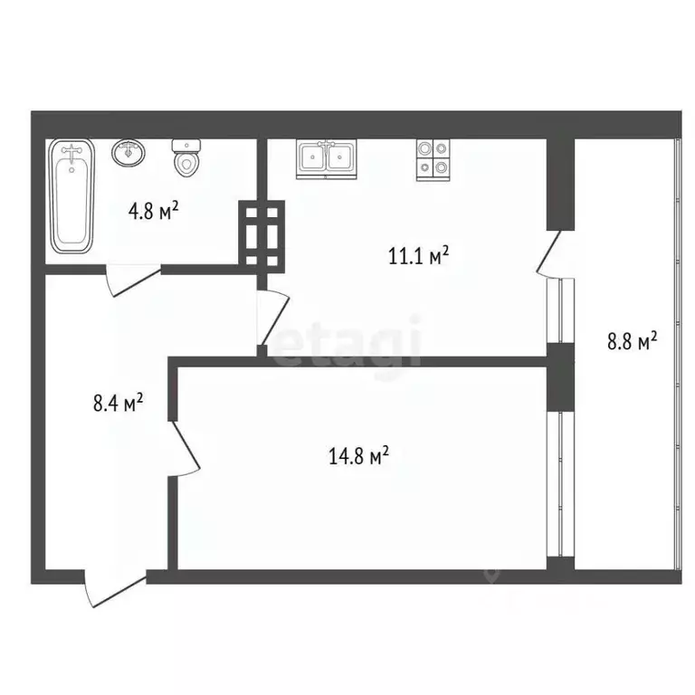 1-к кв. Крым, Бахчисарай ул. Мира, 22 (39.3 м) - Фото 1