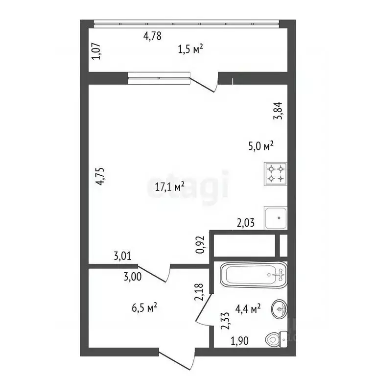 Студия Башкортостан, Уфа ул. Дмитрия Купцова, 4 (35.6 м) - Фото 0